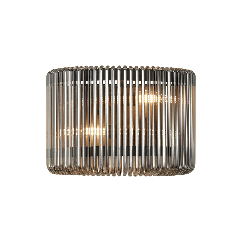 Photograph: Idolite Nuboda 32 x 18cm 2 Light Medium Wall Light Black With Smoke Glass Rods