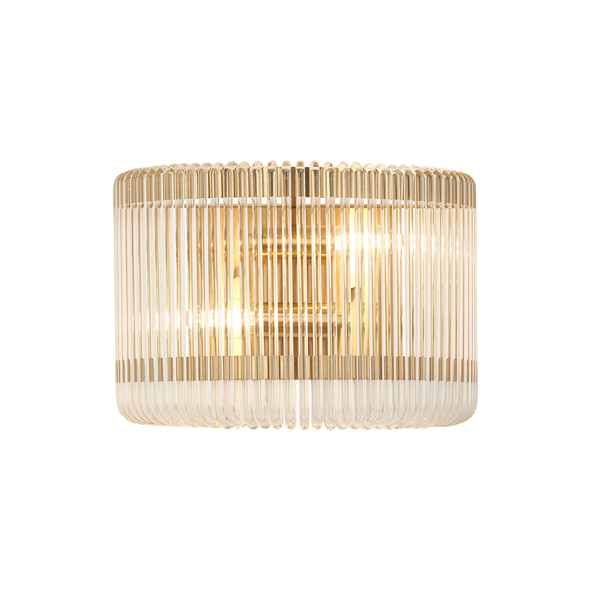 Photograph: Idolite Nuboda 32 x 18cm 2 Light Medium Wall Light Brass With Clear Glass Rods