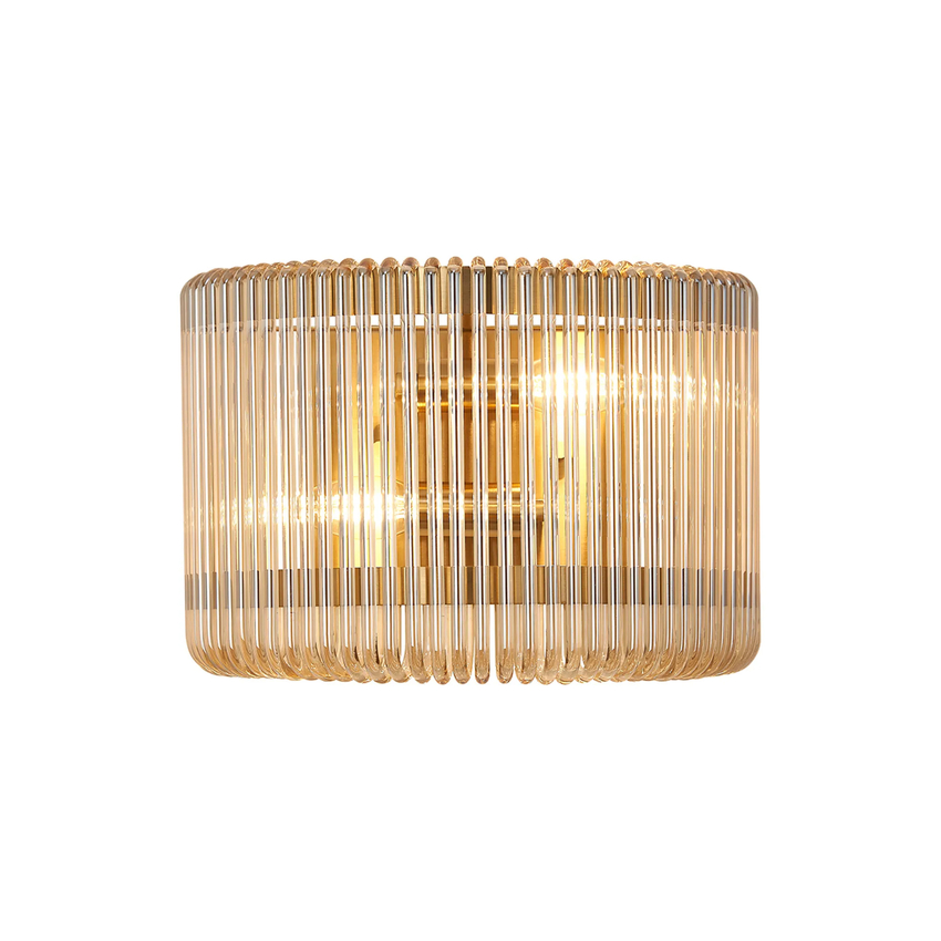 Photograph: Idolite Nuboda 32 x 18cm 2 Light Medium Wall Light Brass With Smoke Brown Glass Rods