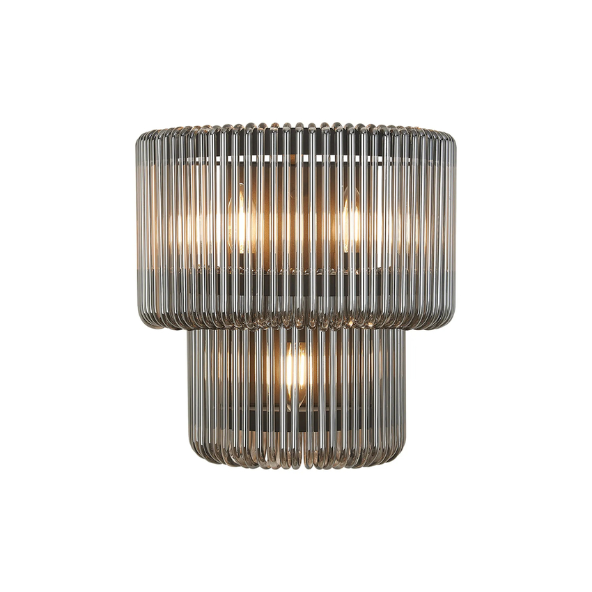 Photograph: Idolite Nuboda 32 x 18cm 3 Light Large Wall Light Black With Smoke Glass Rods