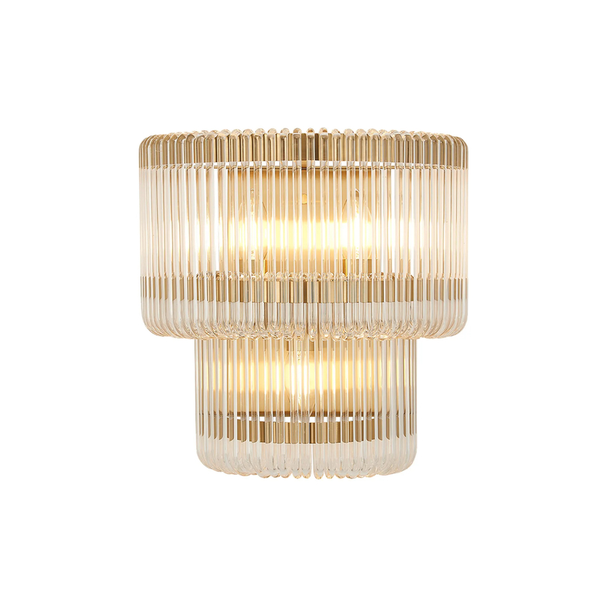 Photograph: Idolite Nuboda 32 x 18cm 3 Light Large Wall Light Brass With Clear Glass Rods