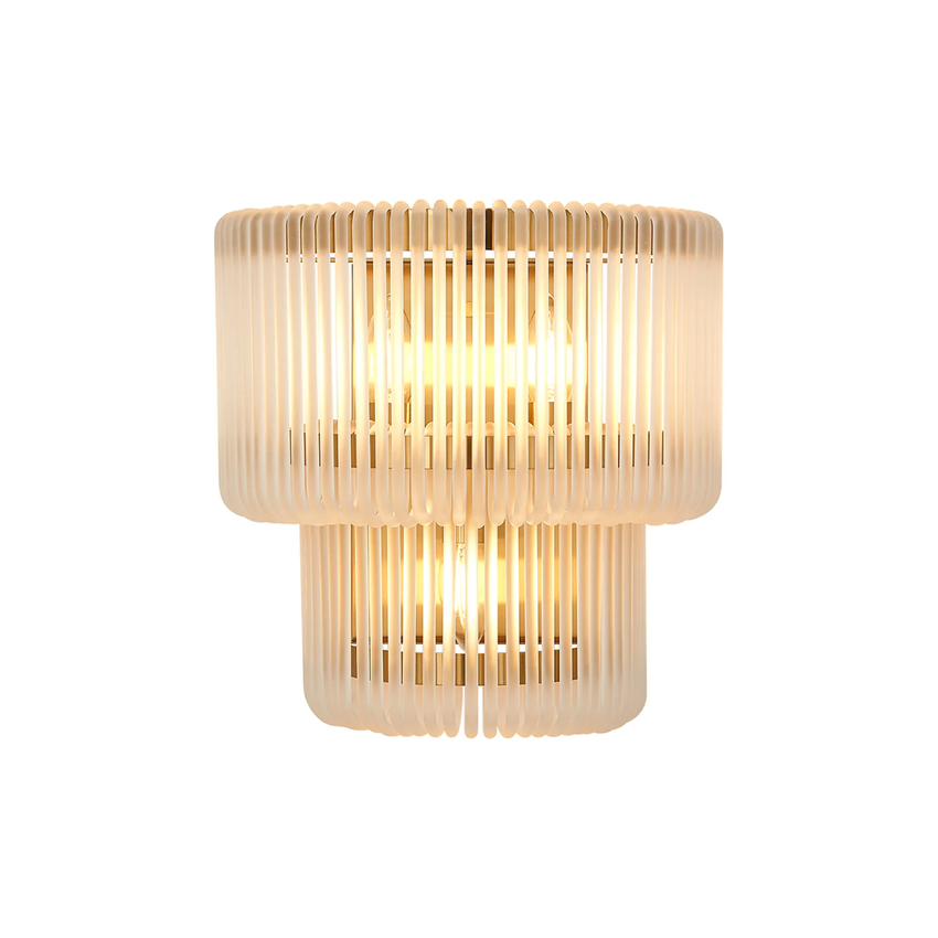 Photograph: Idolite Nuboda 32 x 18cm 3 Light Large Wall Light Brass With Frosted Glass Rods