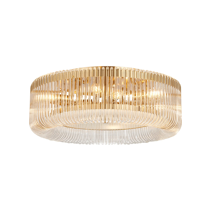 Photograph: Idolite Nuboda 60cm Large 9 Light Brass Finish Black Ceiling Light Complete With Clear Glass Rods