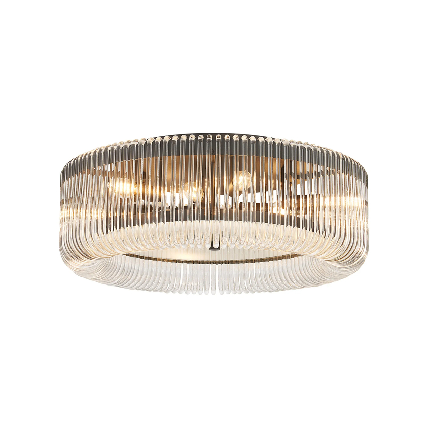 Photograph: Idolite Nuboda 60cm Large 9 Light Flush Black Ceiling Light Complete With Clear Glass Rods