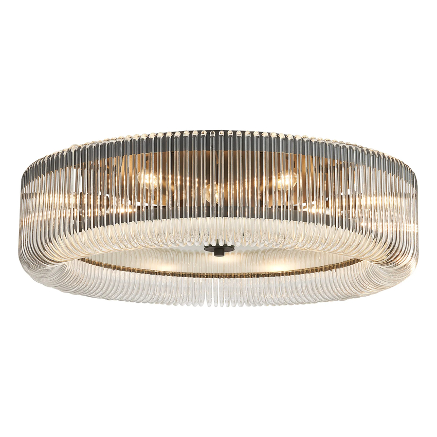 Photograph: Idolite Nuboda 78cm Extra Large 12 Light Flush Black Ceiling Light Complete With Clear Glass Rods