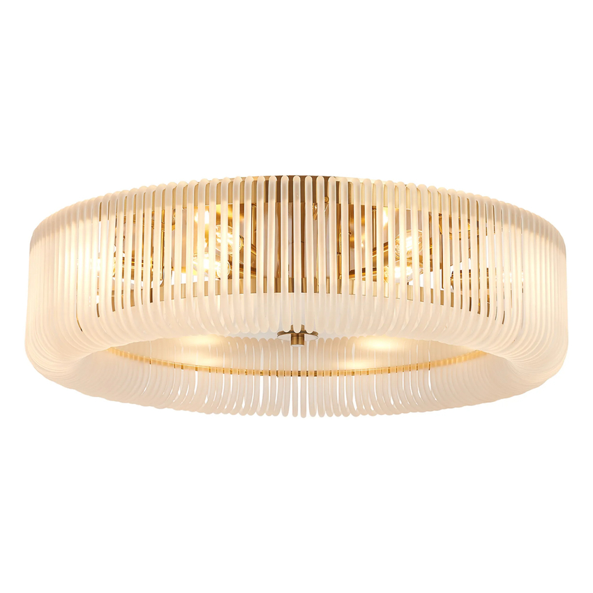 Photograph: Idolite Nuboda 78cm Extra Large 12 Light Flush Brass Finish Ceiling Light Complete With Frosted Glass Rods