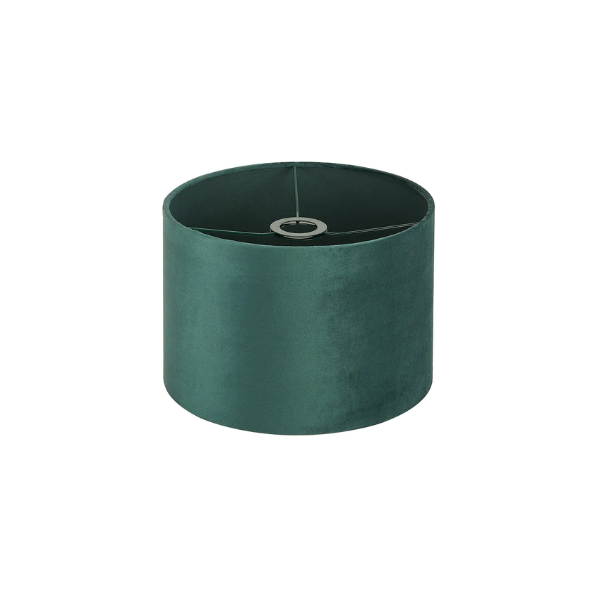 Photograph: Idolite Nuvola 30cm Round Self Lined Forest Green Velvet Shade With Green Finish Carrier