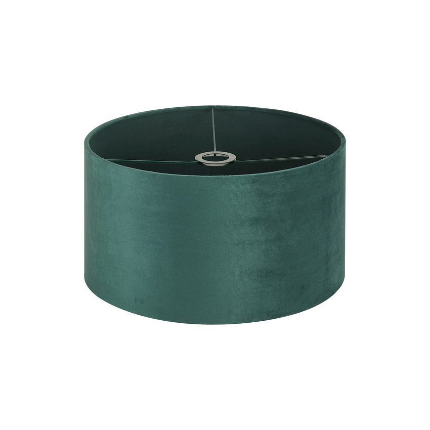 Photograph: Idolite Nuvola 40cm Round Self Lined Forest Green Velvet Shade With Green Finish Carrier