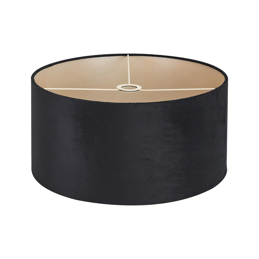 Photograph: Idolite Nuvola 50cm Round Black Velvet Shade With Prosecco Paper Lining And Prosecco Finish Carrier