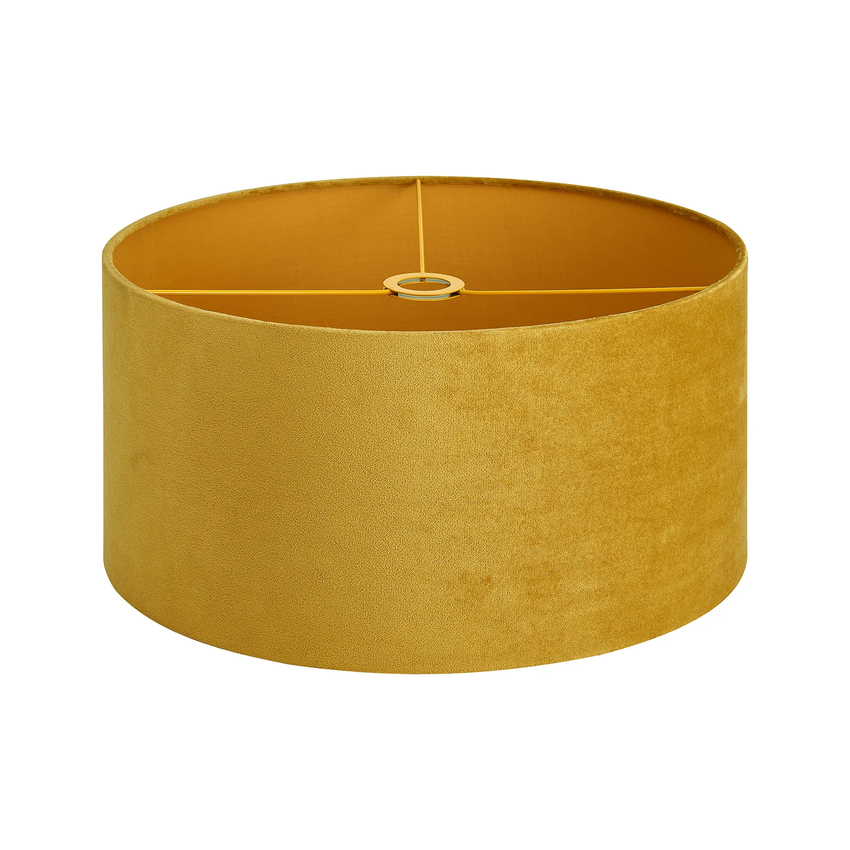 Photograph: Idolite Nuvola 50cm Round Ochre Velvet Shade With Ochre TC Lining And Ochre Finish Carrier