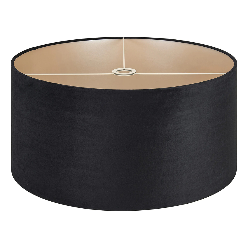 Photograph: Idolite Nuvola 60cm Round Black Velvet Shade With Prosecco Paper Lining And Prosecco Finish Carrier