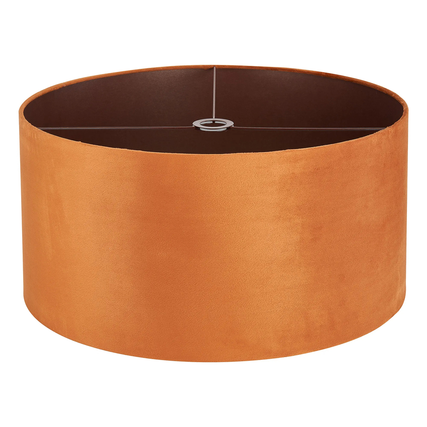 Photograph: Idolite Nuvola 60cm Round Burnt Orange Velvet Shade With Copper Paper Lining And Copper Finish Carrier