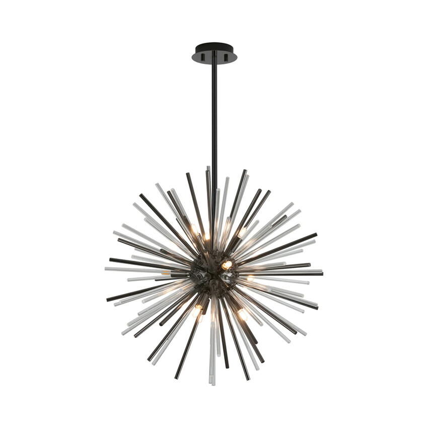 Photograph: Idolite Ohird 55cm Black Chrome And Clear 18 Light Sputnik Glass Pendant Light