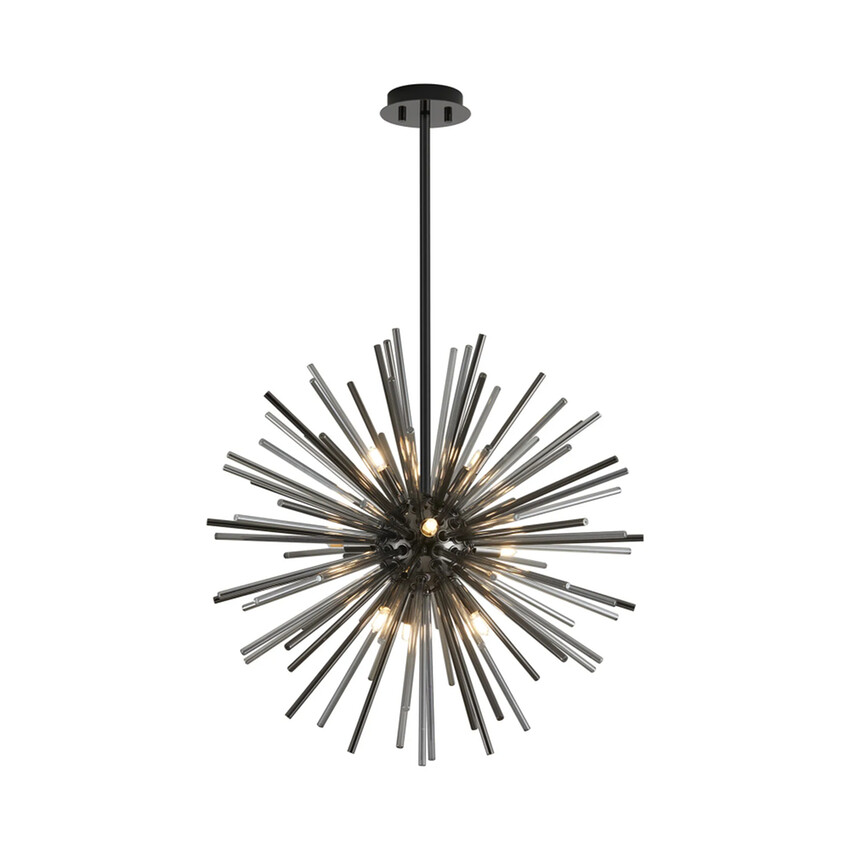 Photograph: Idolite Ohird 55cm Black Chrome And Smoke 18 Light Sputnik Glass Pendant Light