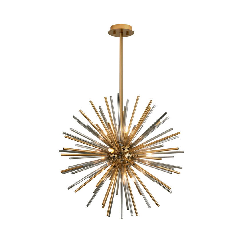 Photograph: Idolite Ohird 55cm Brass Chrome And Smoke 18 Light Sputnik Glass Pendant Light