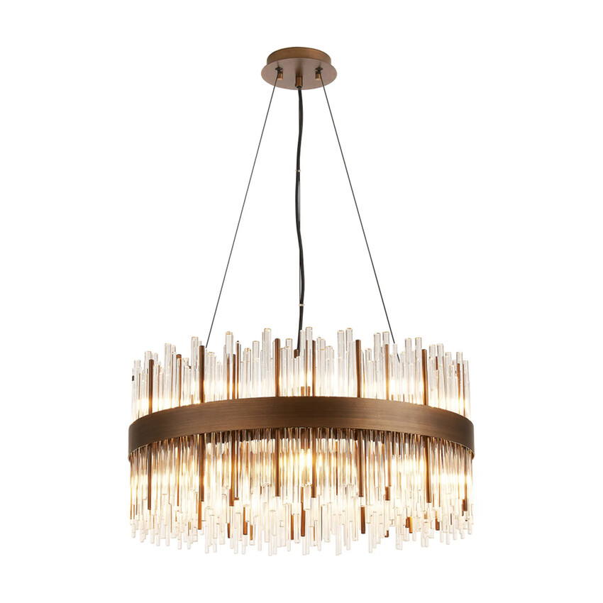 Photograph: Idolite Ohird 60cm Painted Matt Bronze And Clear 6 Light Round Glass Pendant Light