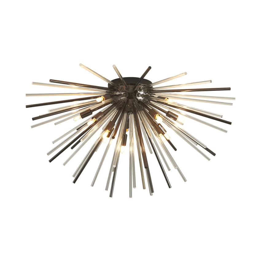Photograph: Idolite Ohird 75cm Black Chrome And Clear 12 Light Sputnik Flush Glass Ceiling Light