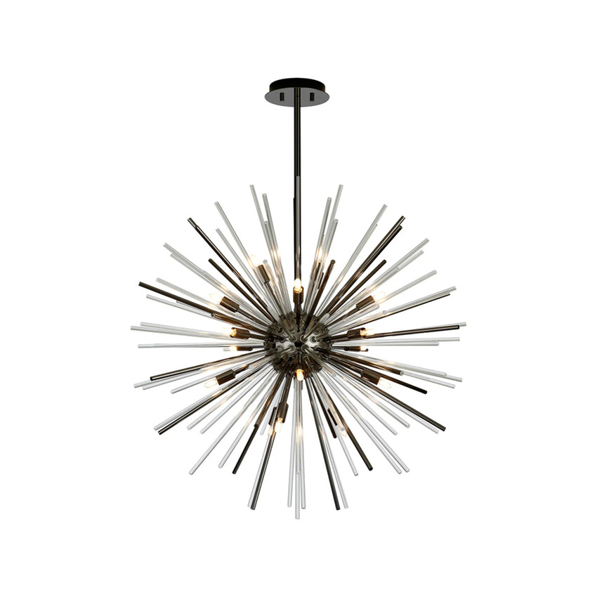 Photograph: Idolite Ohird 75cm Black Chrome And Clear 18 Light Sputnik Glass Pendant Light