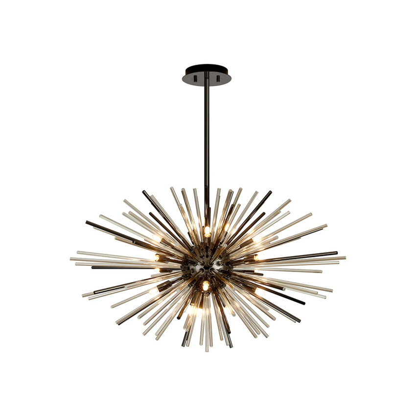 Photograph: Idolite Ohird 75cm Black Chrome And Cognac 18 Light Horizontal  Sputnik Glass Pendant Light
