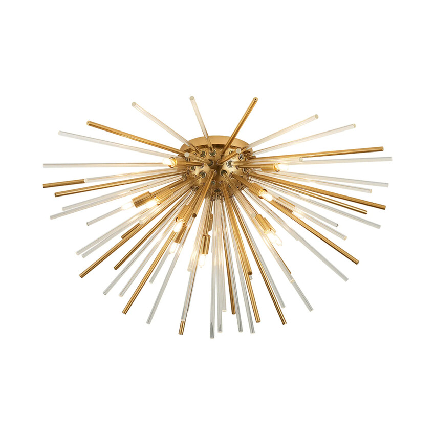 Photograph: Idolite Ohird 75cm Brass And Clear 12 Light Sputnik Flush Glass Ceiling Light