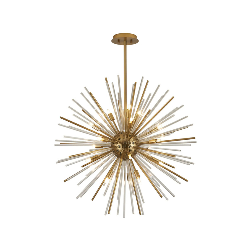 Photograph: Idolite Ohird 75cm Brass Chrome And Clear 18 Light Sputnik Glass Pendant Light