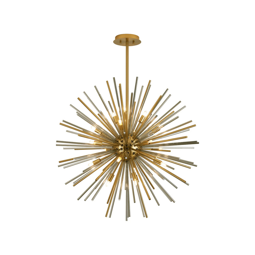 Photograph: Idolite Ohird 75cm Brass Chrome And Smoke 18 Light Sputnik Glass Pendant Light