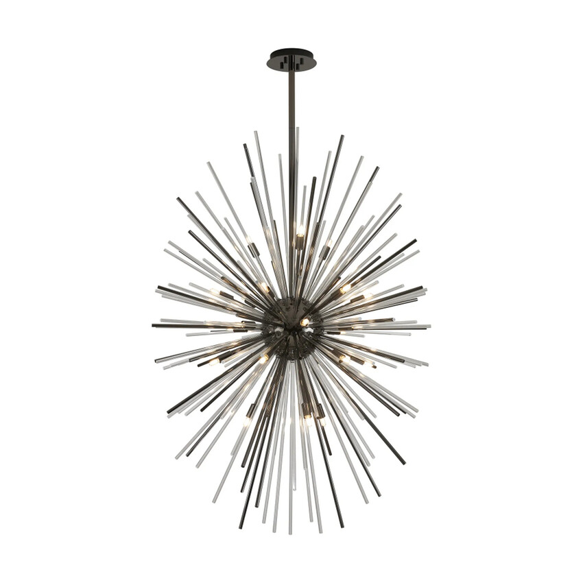 Photograph: Idolite Ohird 80cm Black Chrome And Clear 24 Light Vertical  Sputnik Glass Pendant Light