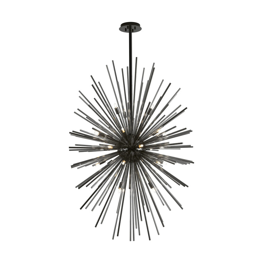Photograph: Idolite Ohird 80cm Black Chrome And Smoke 24 Light Vertical  Sputnik Glass Pendant Light