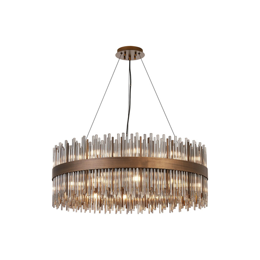 Photograph: Idolite Ohird 80cm Painted Matt Bronze And Smoke 6 Light Round Glass Pendant Light