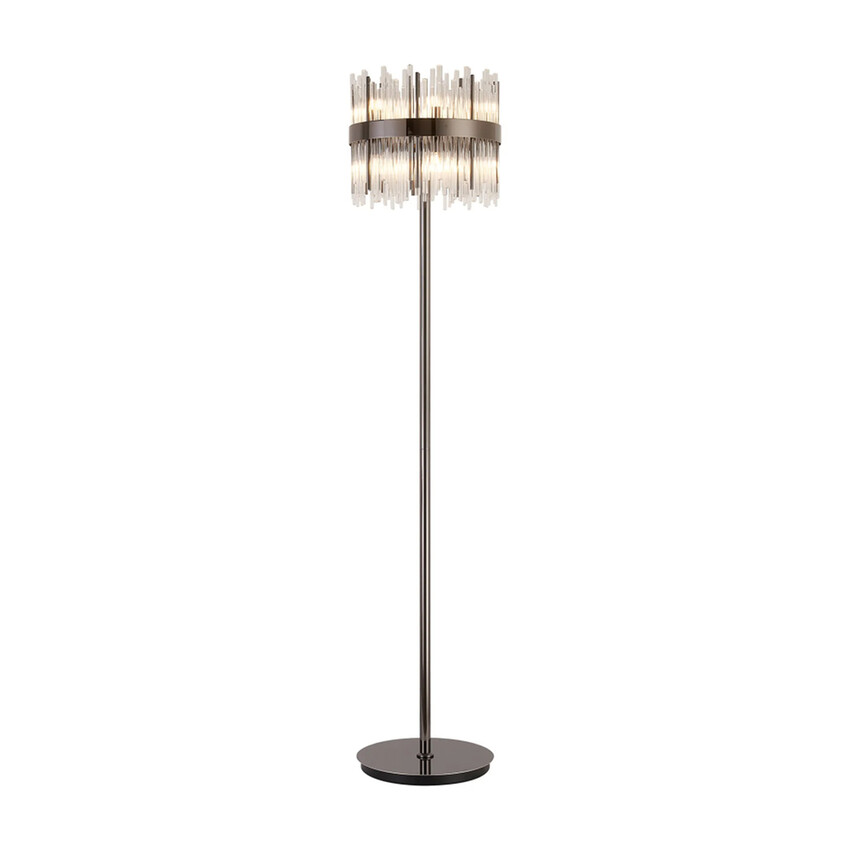 Photograph: Idolite Ohird Black Chrome And Clear 10 Light Floor Lamp - Switched