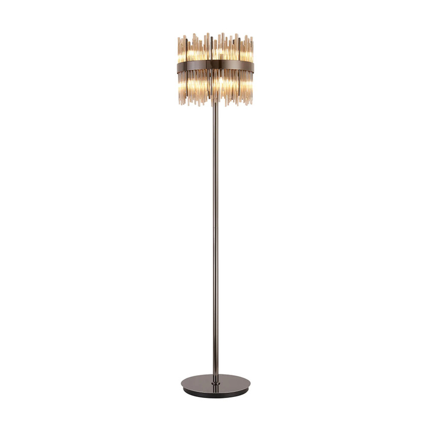 Photograph: Idolite Ohird Black Chrome And Cognac 10 Light Floor Lamp - Switched