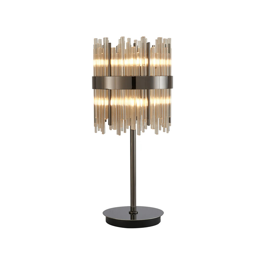 Photograph: Idolite Ohird Black Chrome And Cognac 6 Light Table Lamp - Switched