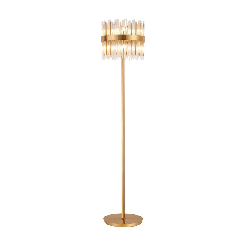Photograph: Idolite Ohird Brass And Clear 10 Light Floor Lamp - Switched
