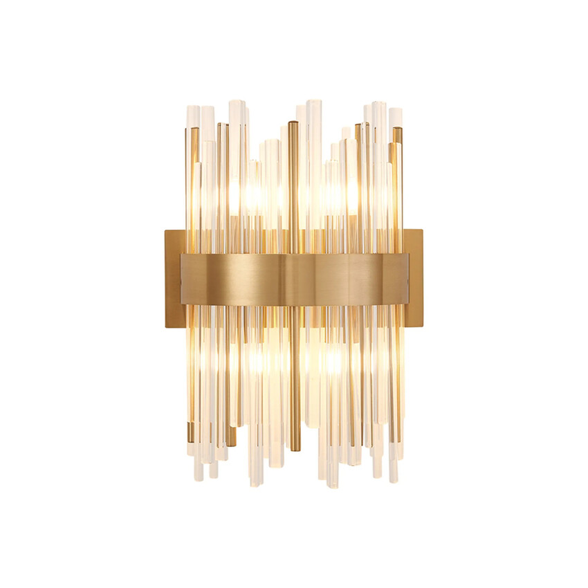 Photograph: Idolite Ohird Brass And Clear 4 Light Glass Wall Light