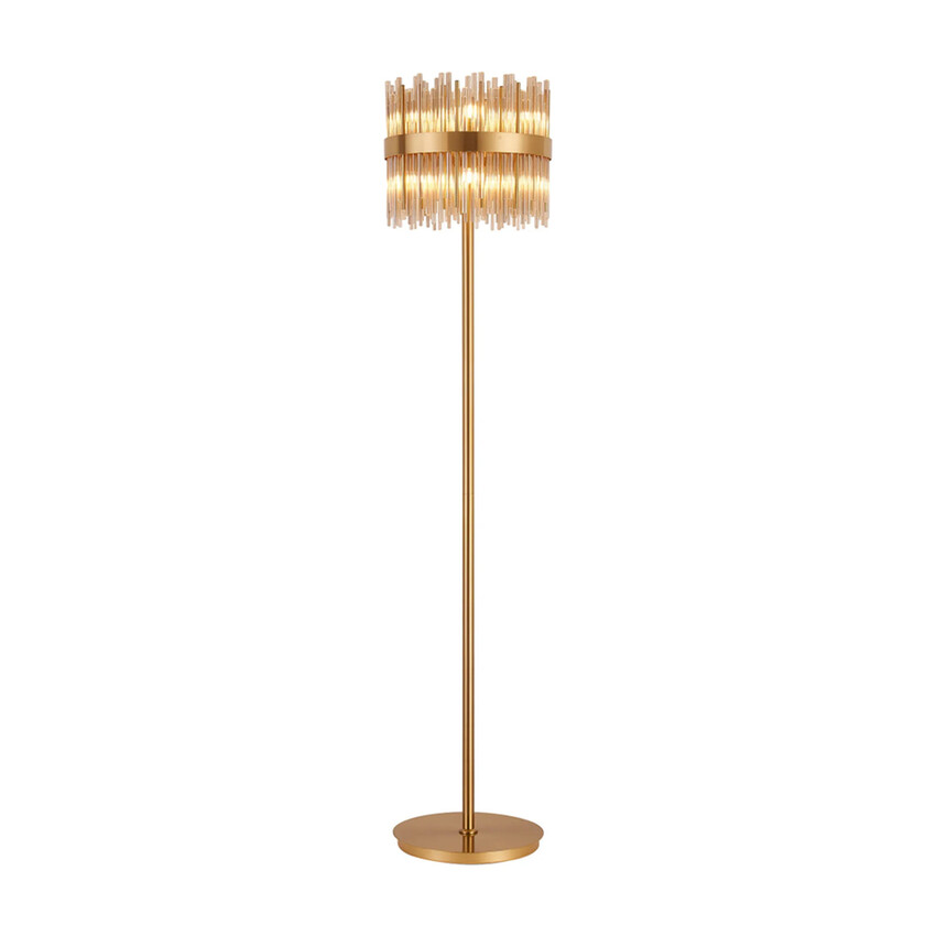 Photograph: Idolite Ohird Brass And Cognac 10 Light Floor Lamp - Switched
