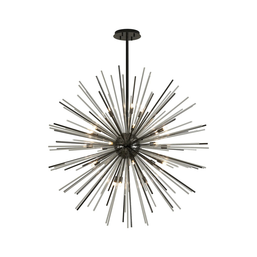 Photograph: Idolite Ohird Large 110cm Black Chrome And Clear 18 Light Sputnik Glass Pendant Light