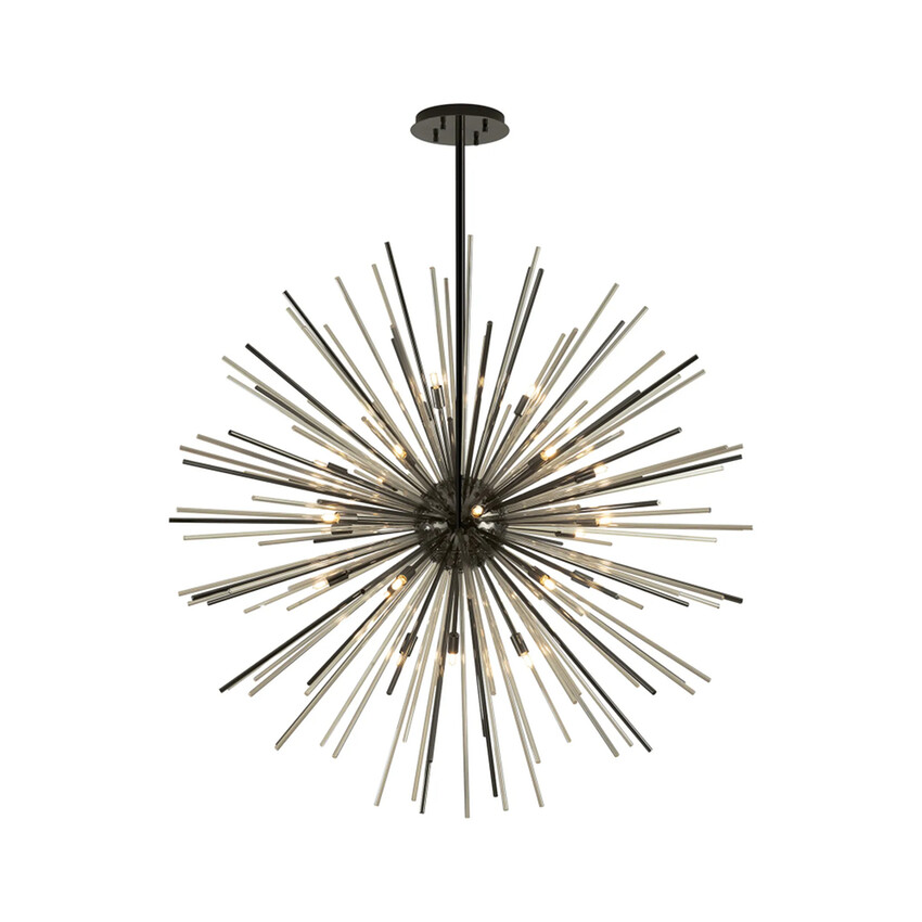 Photograph: Idolite Ohird Large 110cm Black Chrome And Cognac 18 Light Sputnik Glass Pendant Light