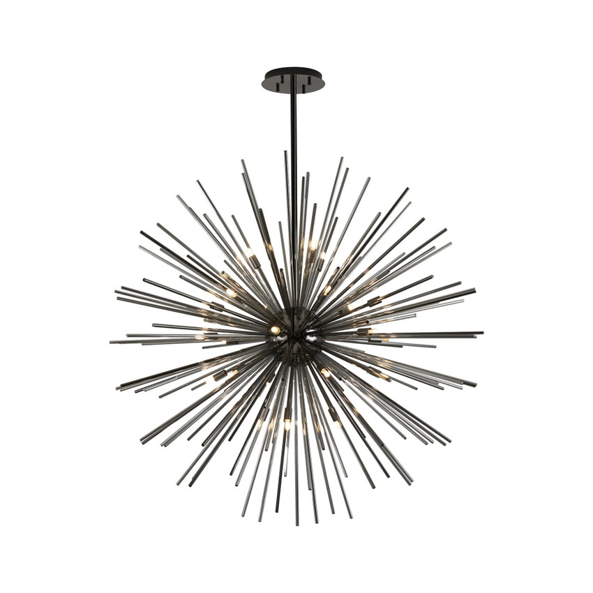 Photograph: Idolite Ohird Large 110cm Black Chrome And Smoke 18 Light Sputnik Glass Pendant Light