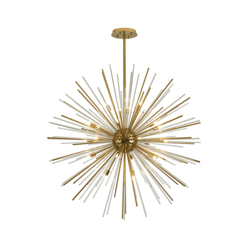 Photograph: Idolite Ohird Large 110cm Brass Chrome And Clear 18 Light Sputnik Glass Pendant Light