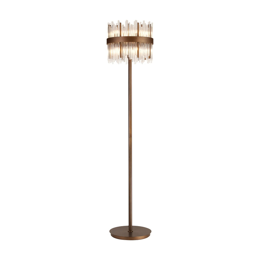 Photograph: Idolite Ohird Painted Matt Bronze And Clear 10 Light Floor Lamp - Switched