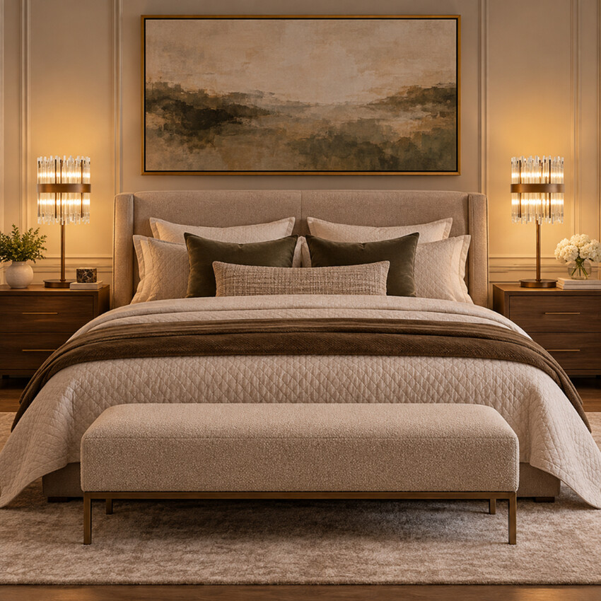Photograph: Idolite Ohird Painted Matt Bronze And Clear 6 Light Table Lamp - Switched