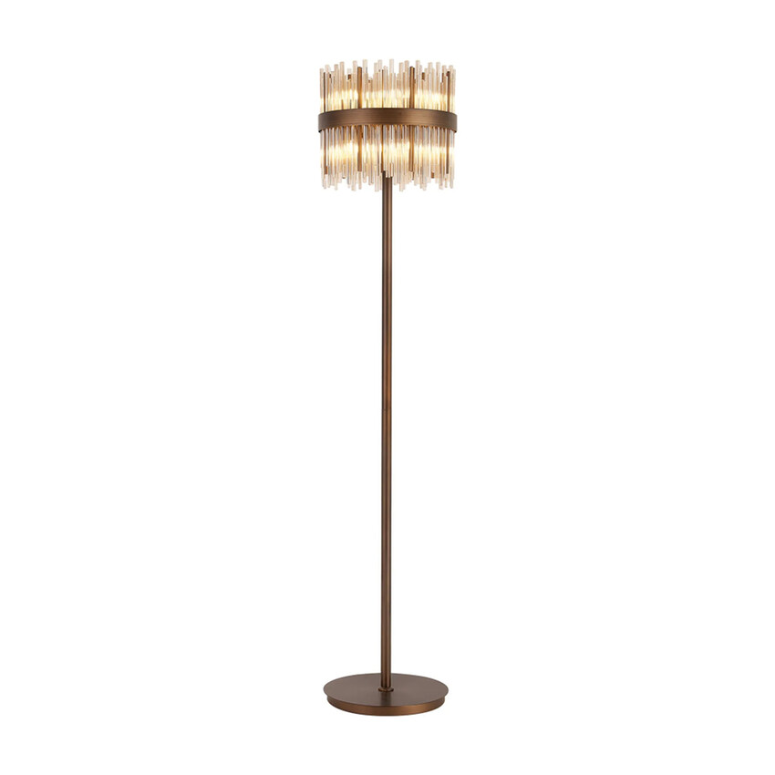 Photograph: Idolite Ohird Painted Matt Bronze And Cognac 10 Light Floor Lamp - Switched