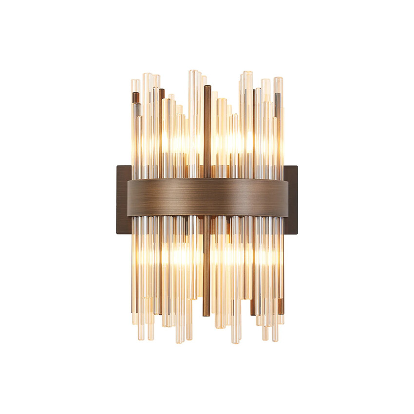 Photograph: Idolite Ohird Painted Matt Bronze And Cognac 4 Light Glass Wall Light