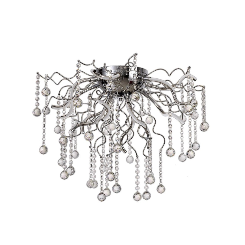 Photograph: Idolite Pamir Polished Chrome Finish 12 Light LED Semi Flush Crystal Ceiling Light - 3000K