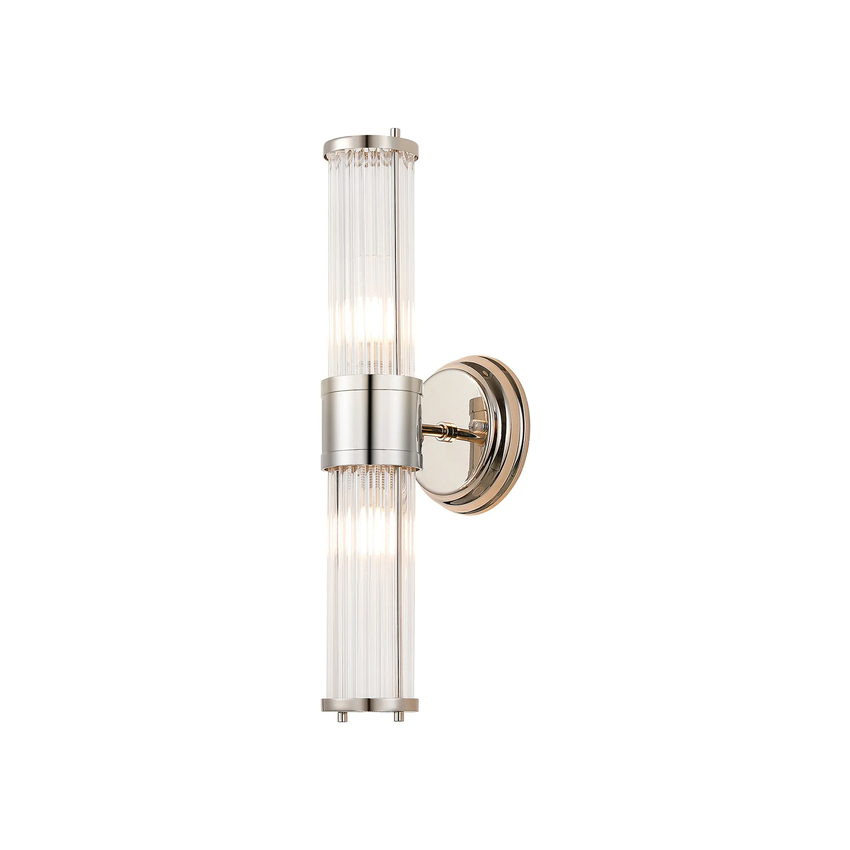 Photograph: Idolite Pearson 2 Light Polished Nickel Up And Down Bathroom Wall Light - IP44