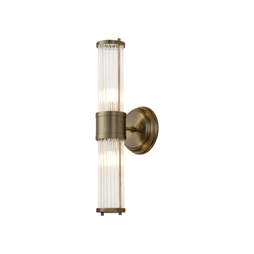 Photograph: Idolite Pearson 2 Light Up And Down Antique Brass Bathroom Wall Light - IP44