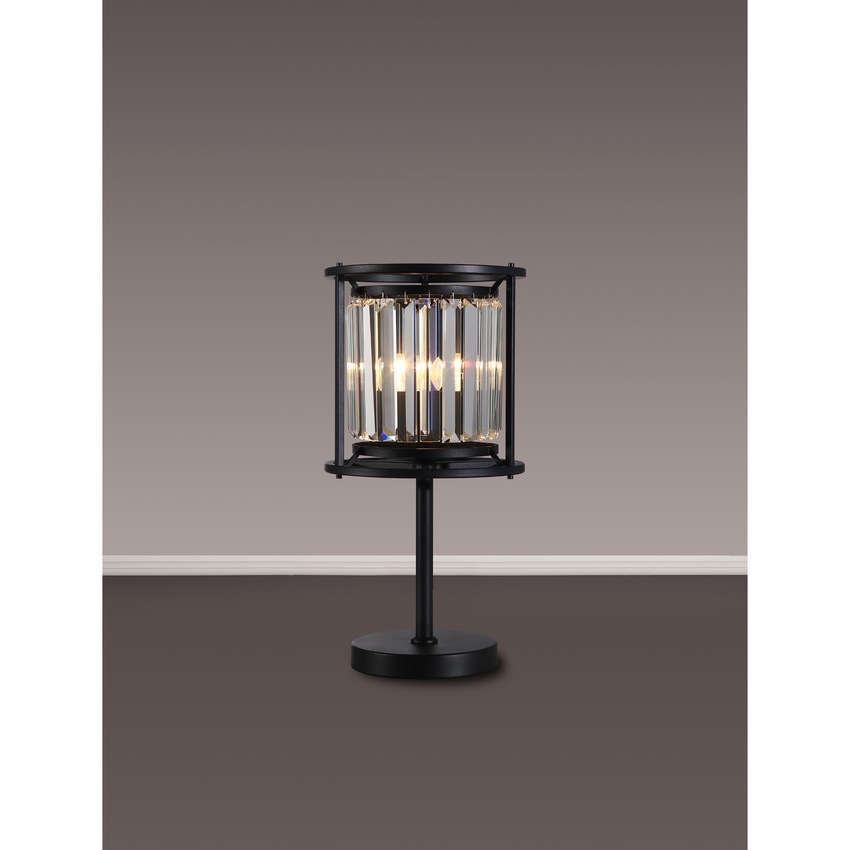 Photograph: Idolite Petra 1 Light Table Lamp Satin Black With Clear Crystal