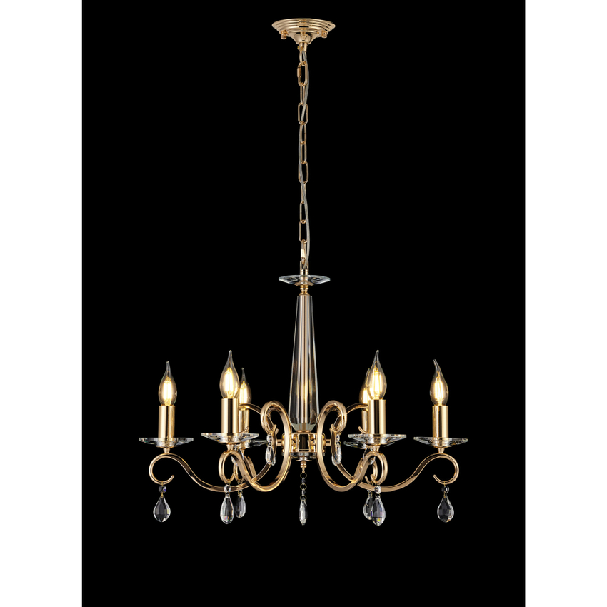 Photograph: Idolite Piti French Gold Finish 6 Light Crystal Chandelier