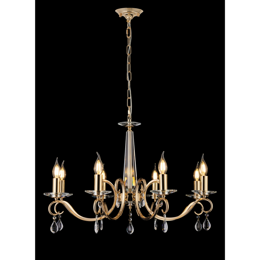 Photograph: Idolite Piti French Gold Finish 8 Light Crystal Chandelier