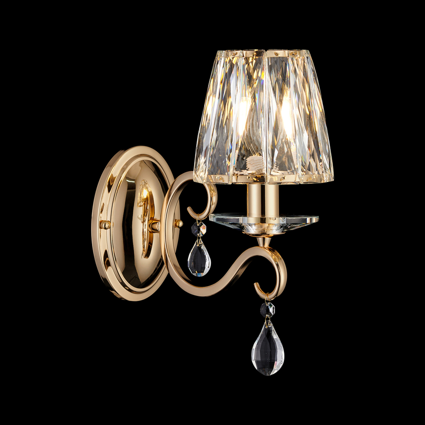 Photograph: Idolite Piti French Gold Finish Single Crystal Wall Light Complete With Crystal Shade